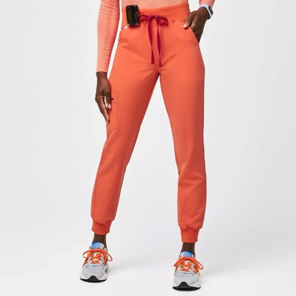 Figs High Waisted Zamora Jogger Scrub Pants Sunset Orange Size XL